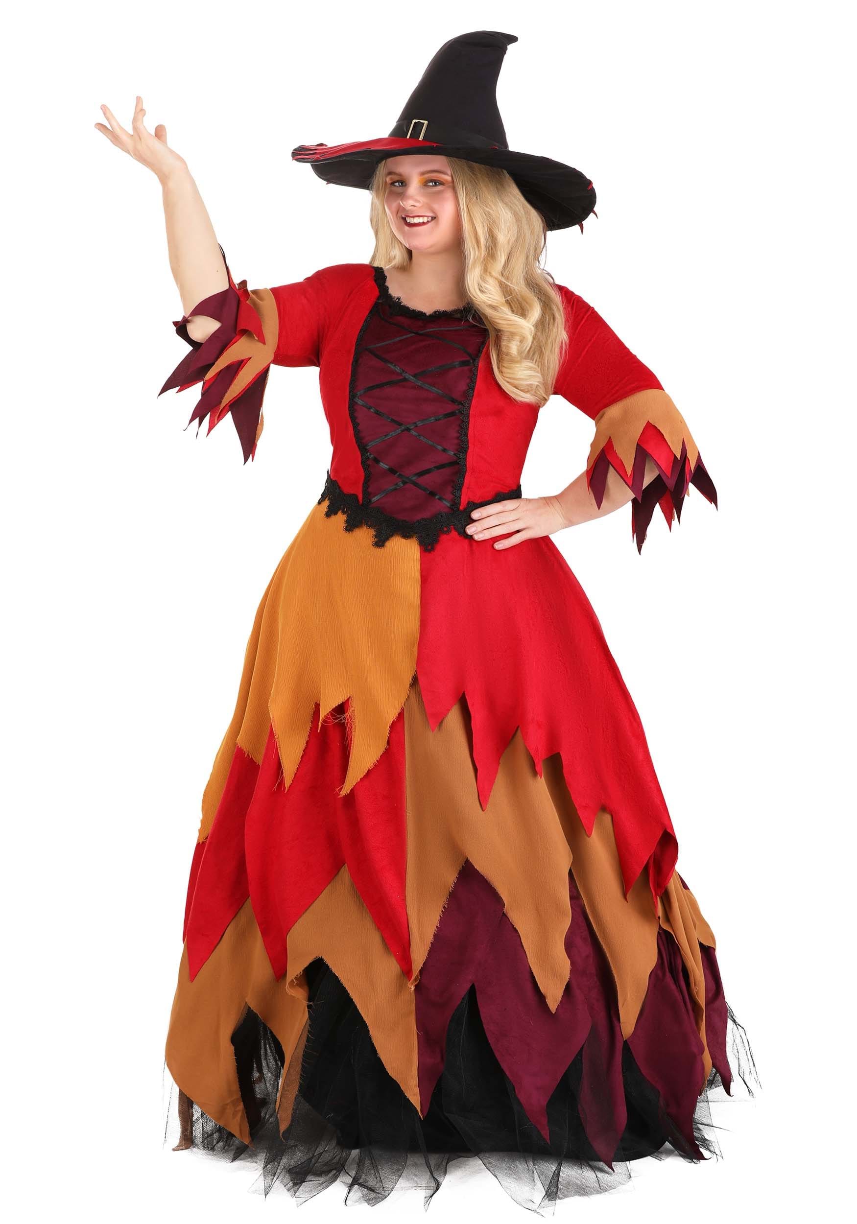 Plus Size Autumn Harvest Witch Women's Costume Dress , Plus Size Witch Costumes