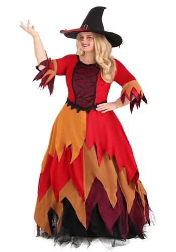 Plus Size Autumn Harvest Witch Womens Costume Dress | Plus Size Witch Costumes