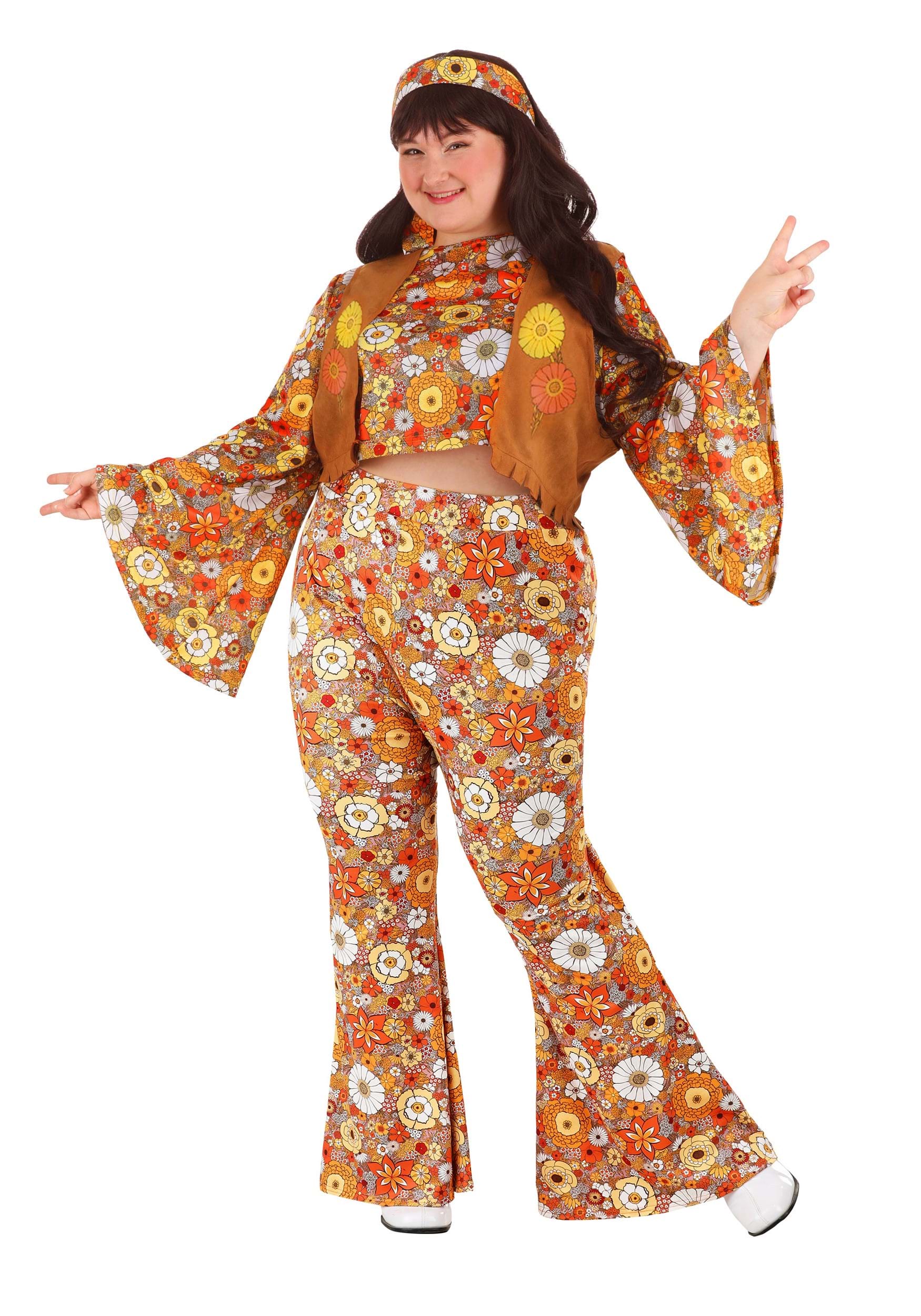 70's Clothes for Women, Groovy Hippie Bell Bottom Flared Costume Pant,  Flower Power : : Clothing, Shoes & Accessories