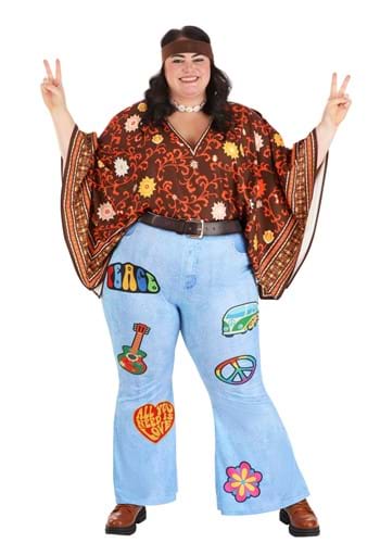 Click Here to buy Womens Plus Size Flared Out Hippie Costume | Womens Hippie Costumes from HalloweenCostumes, CDN Funds & Shipping