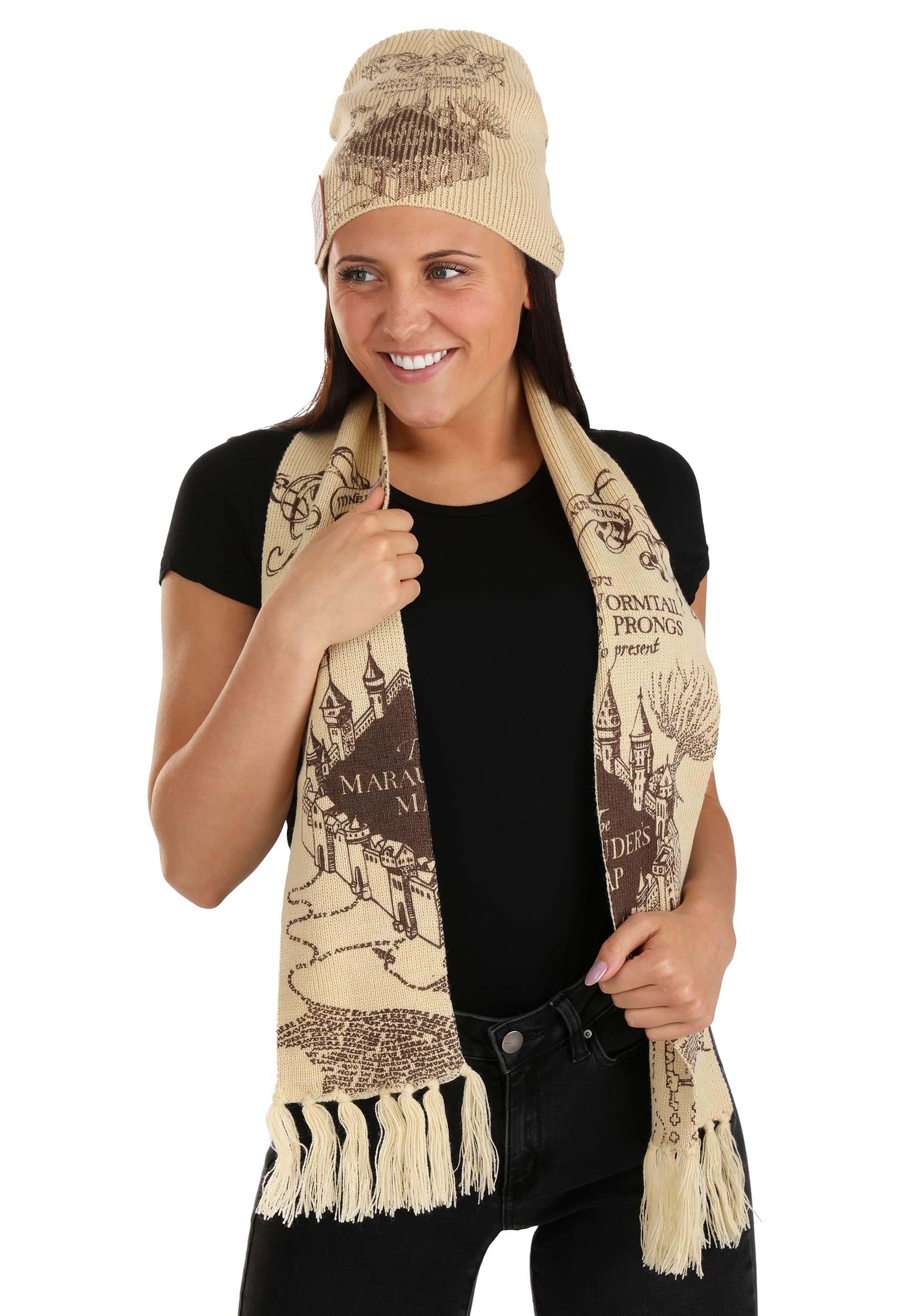 Harry Potter Marauders Map Knit Scarf & Hat Set | Harry Potter Accessories