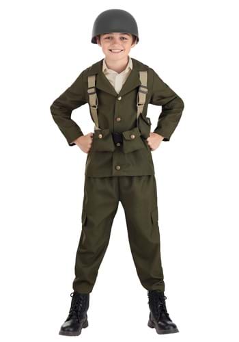Click Here to buy Deluxe World War II Kids Soldier Costume from HalloweenCostumes, CDN Funds & Shipping
