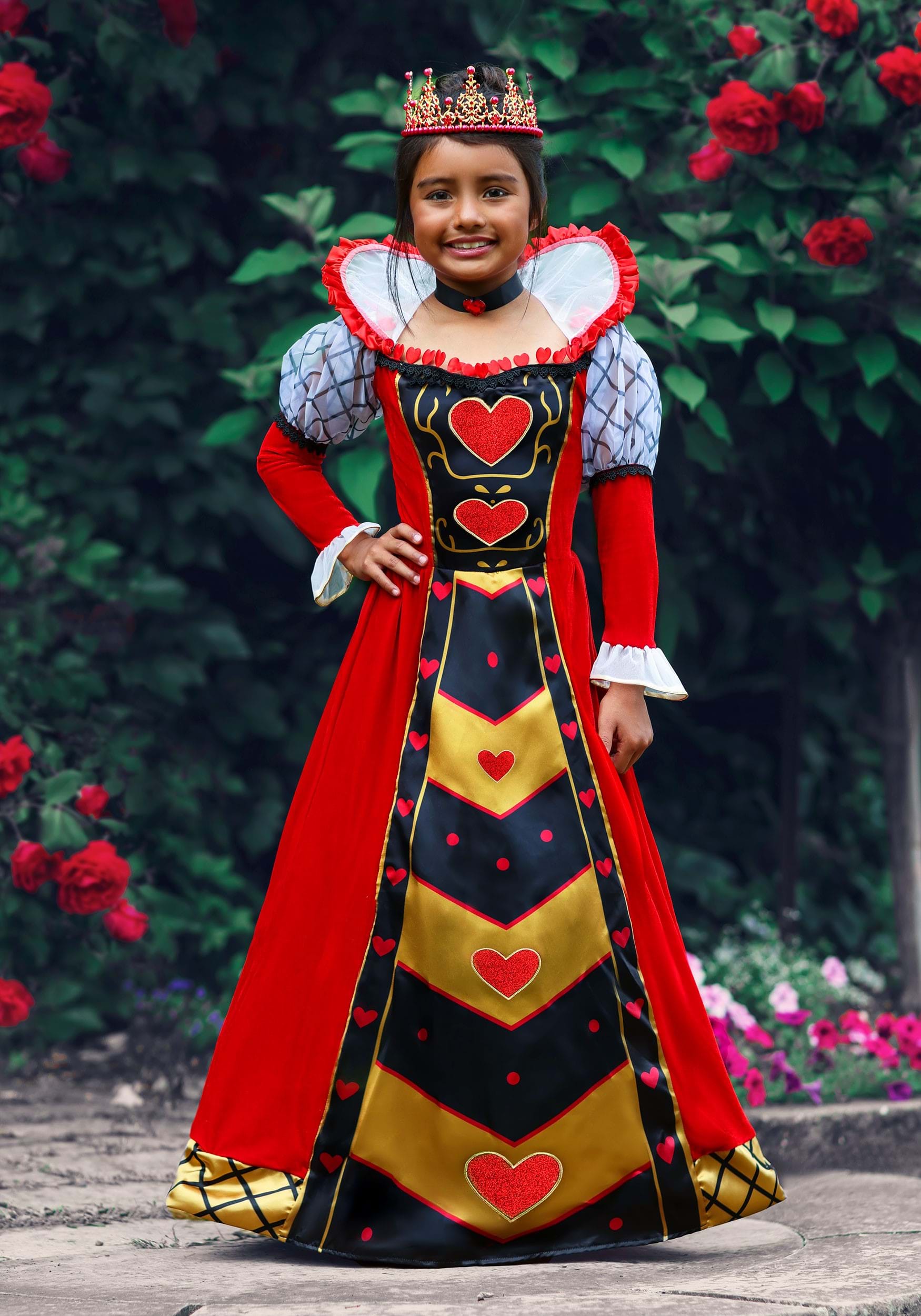 Premium Queen Of Hearts Girl's Costume Dress