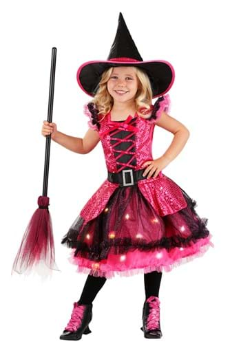 Girls Pink Light Up Witch