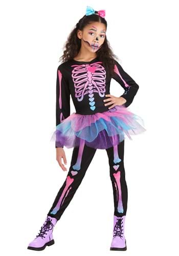 Girls Rainbow Skeleton Costume
