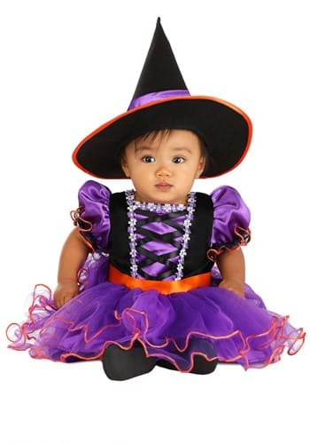 Click Here to buy Purple Ribbon Witch Baby Costume from HalloweenCostumes, CDN Funds & Shipping