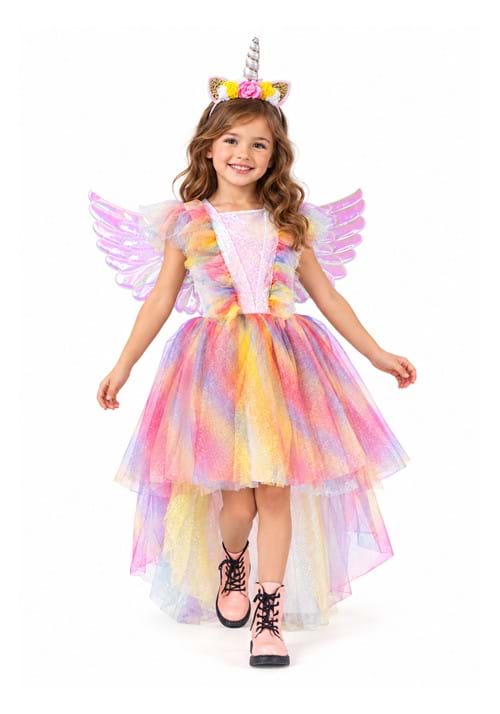 Girls Deluxe Winged Unicorn Costume New Main 1