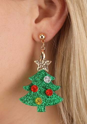 Christmas Tree Lucite Glitter Earring