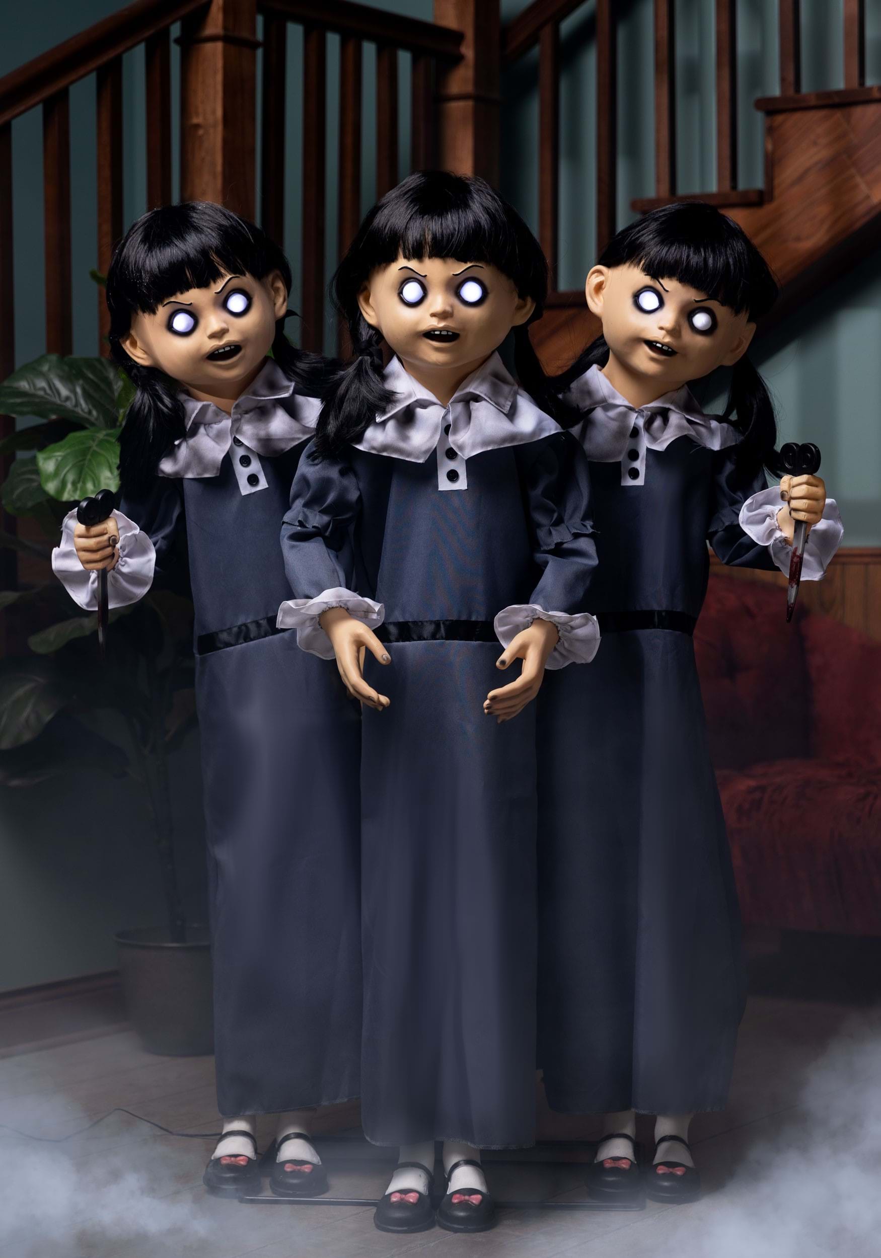 4FT Evil Triplets Animatronic Halloween Prop , Halloween Animatronics