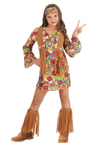 Girls Woodstock Flower Hippie Costume