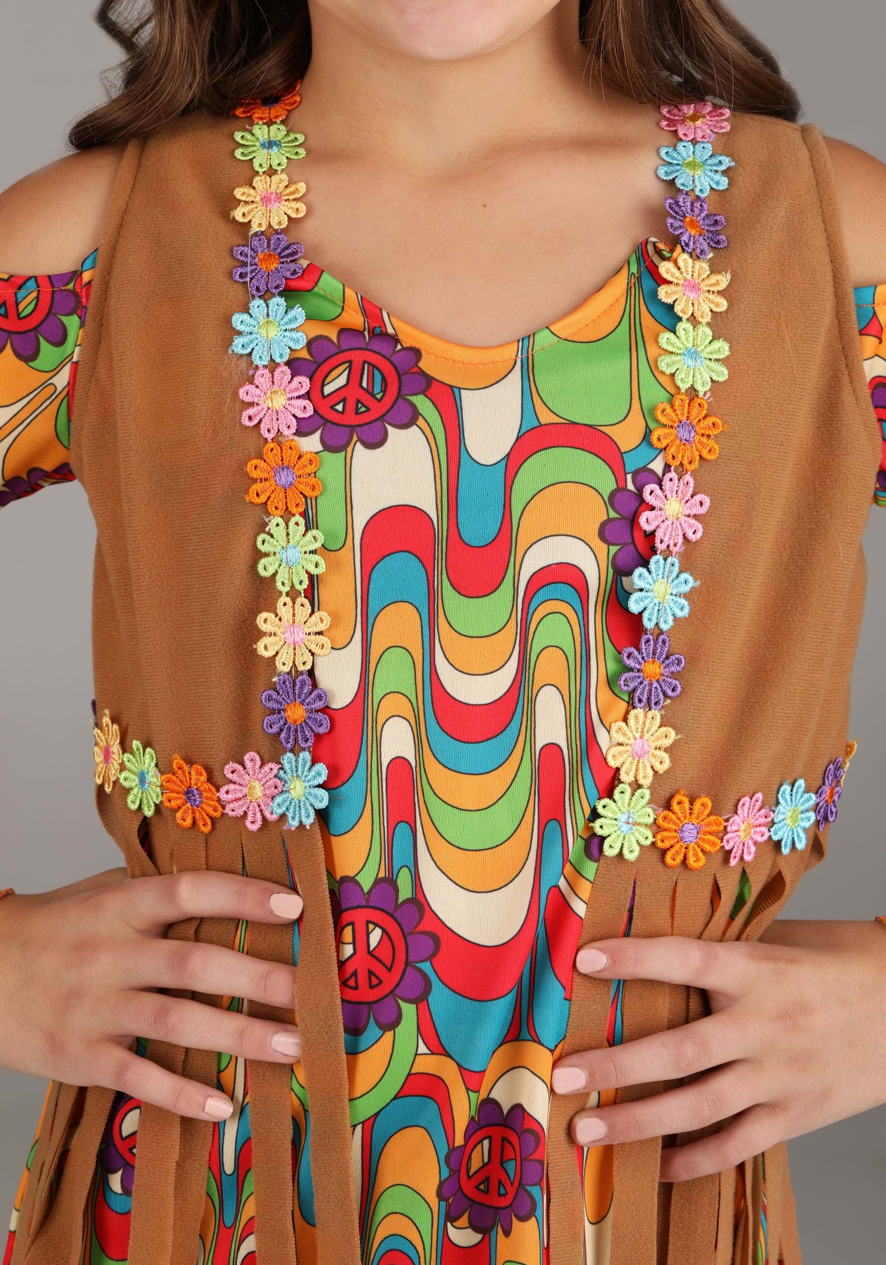 Woodstock Flower Hippie Costume For Girls