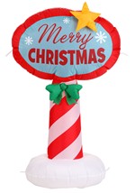 Inflatable Santa Stop Here Sign Christmas Decorati Alt 1