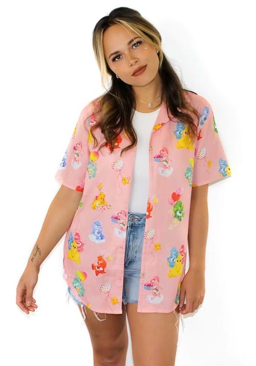 Cakeworthy Adult Care Bears Camp Collar Button Up Shirt