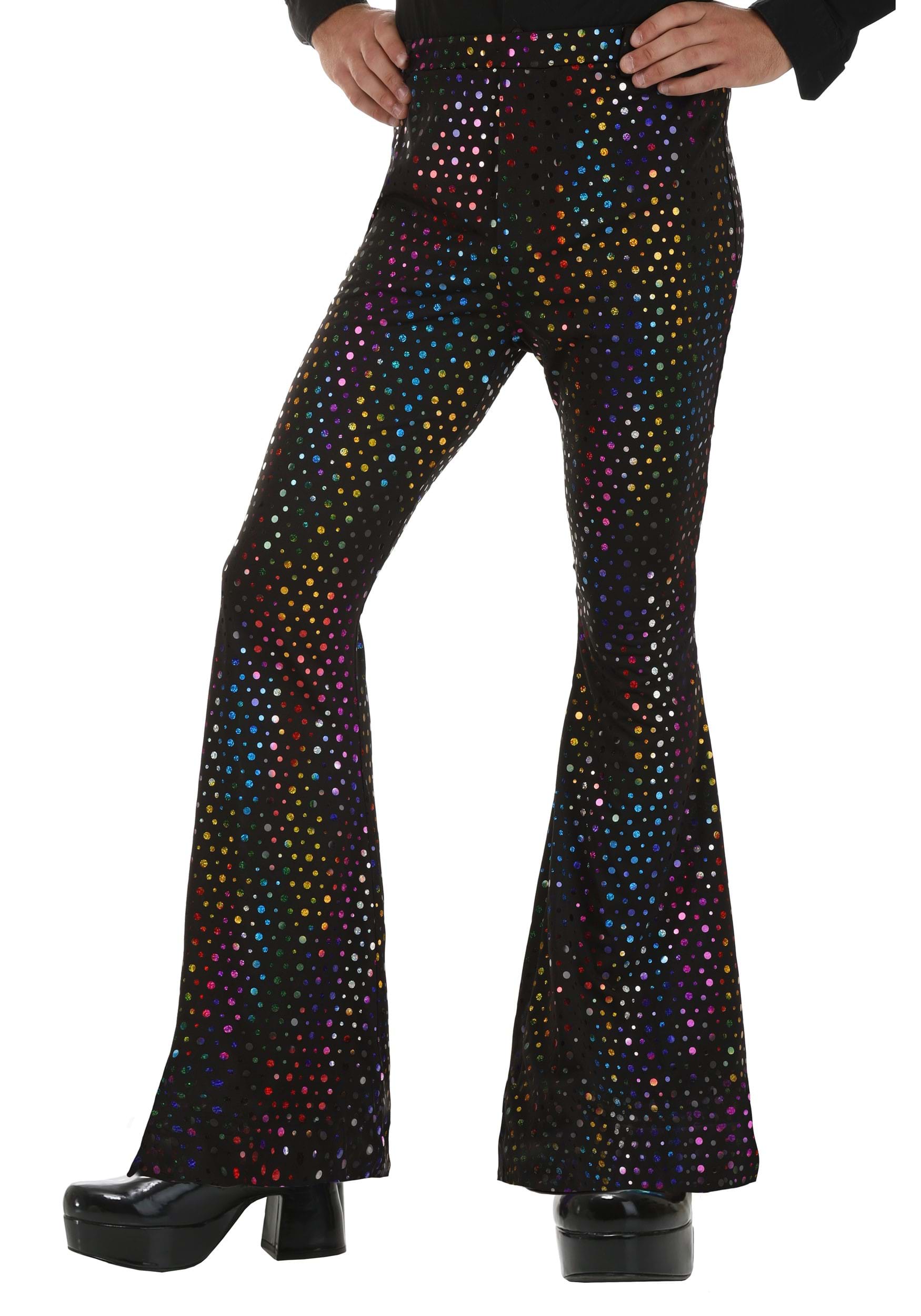 1970S Disco Flares Men's 70s Fancy Dress Seventies Flared Trousers Adult  Costume