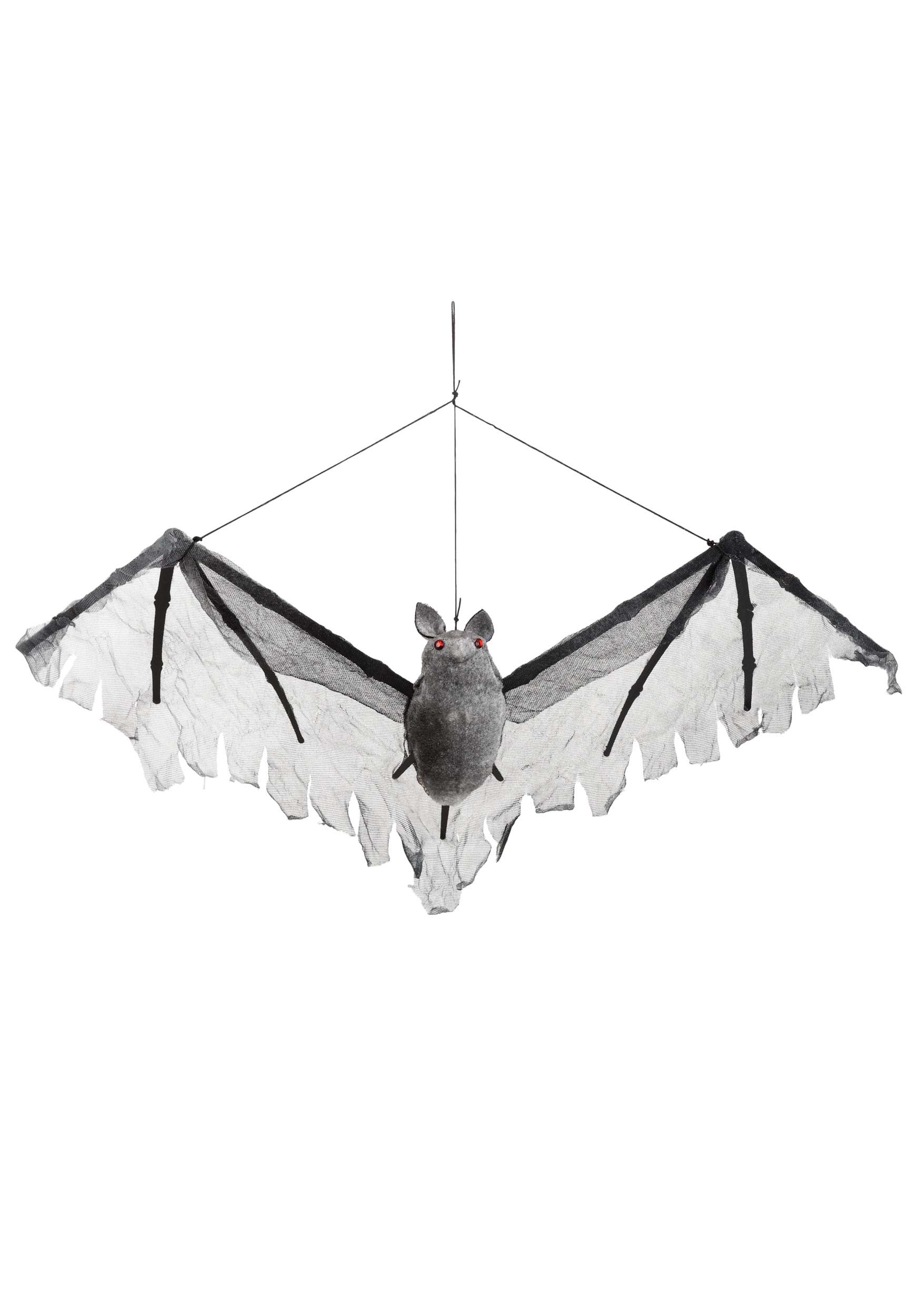 19-Inch Gray Halloween Hanging Bat Decoration | Bat Decorations