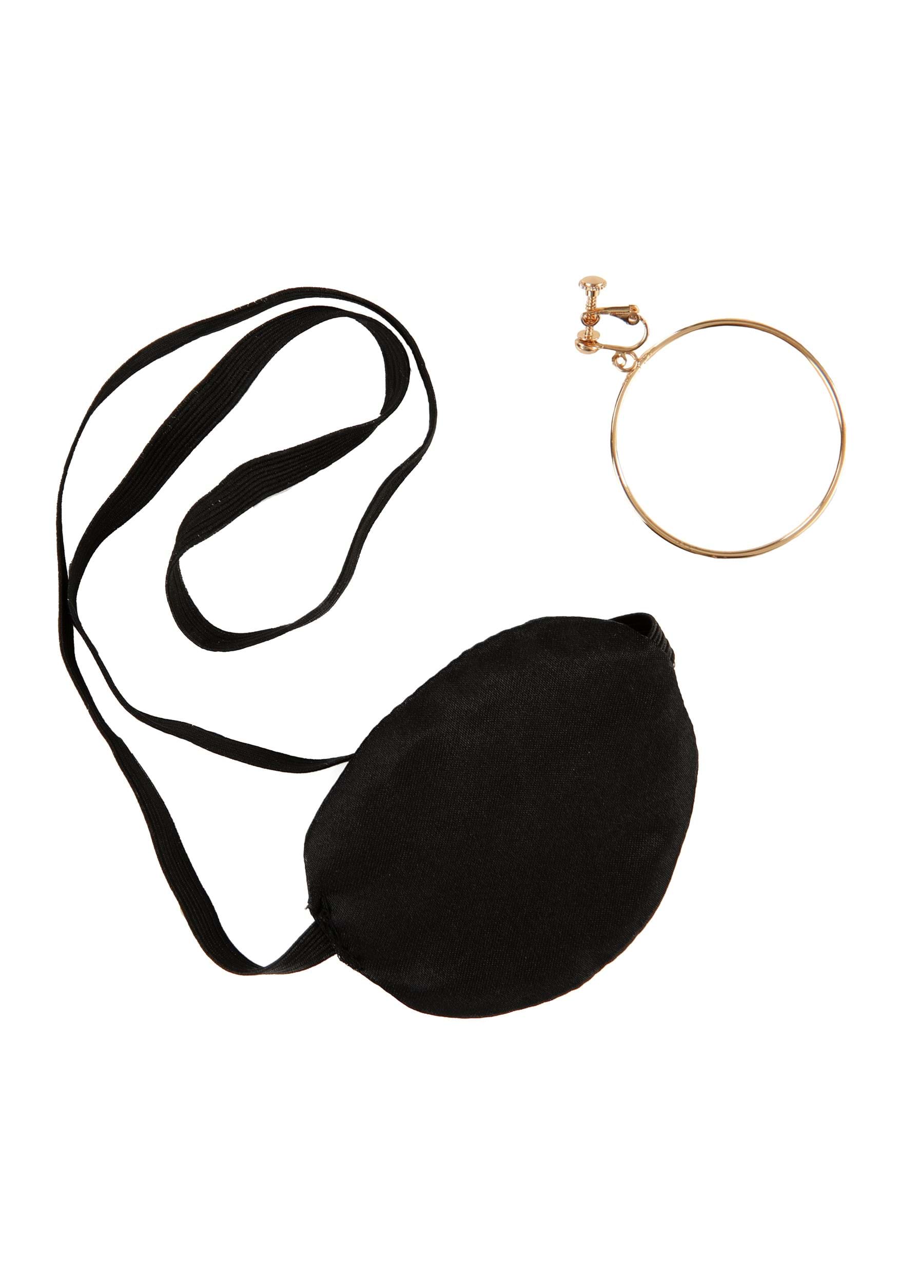 Costume Set Pirate Hook with Eye Patch & Telescope Black