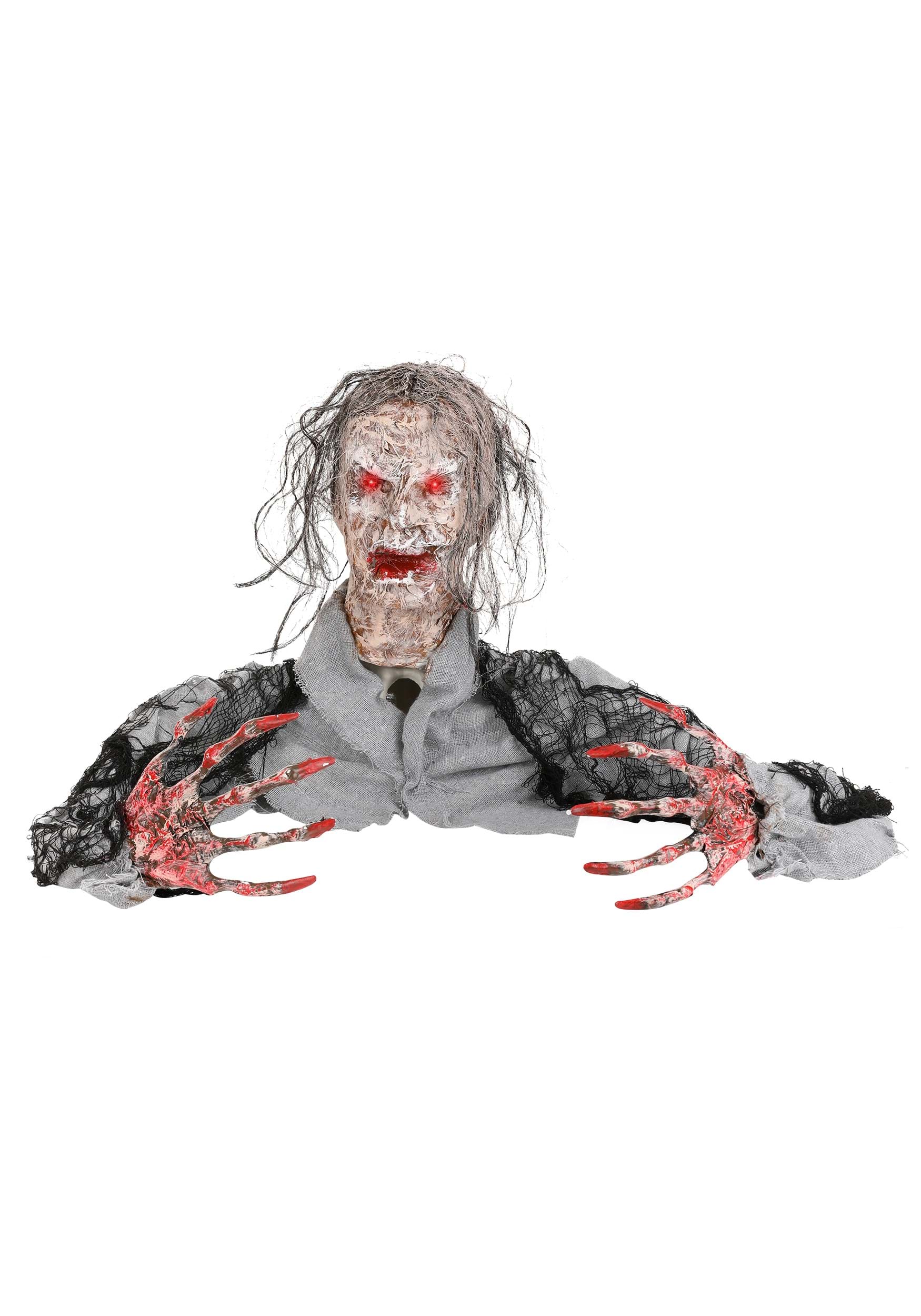 14-Inch Half Body Zombie with Light Up Red Eyes Decoration | Scary Decorations
