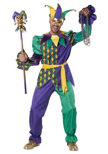 Click Here to buy Mens Deluxe Mardi Gras Jester Costume from HalloweenCostumes, CDN Funds & Shipping