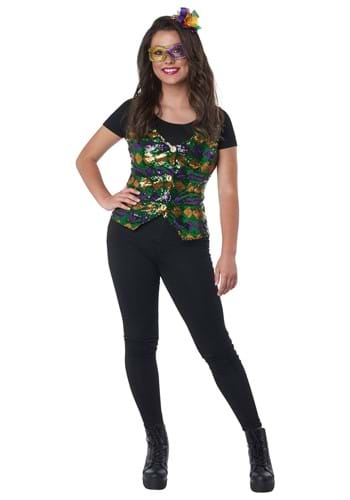 Womens Sequin Carnival Vest Set