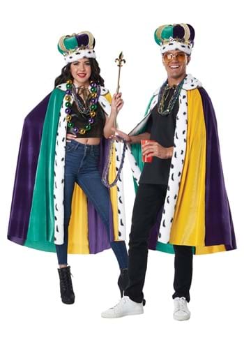 Adult Mardi Gras Cape and Crown Set