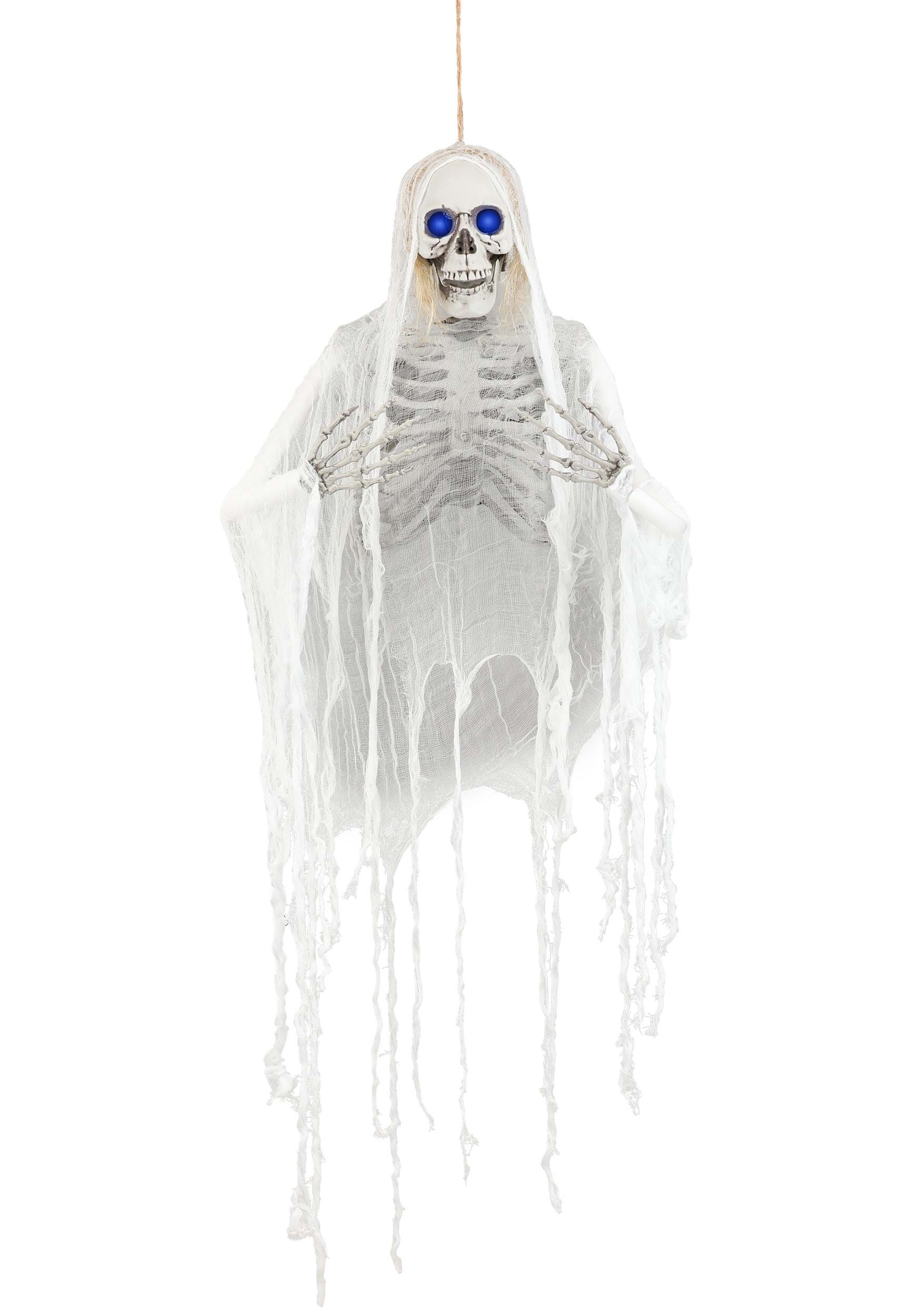 Haunted Hanging Skeleton with Light Up Blue Eyes Decoration | Skeleton Decorations