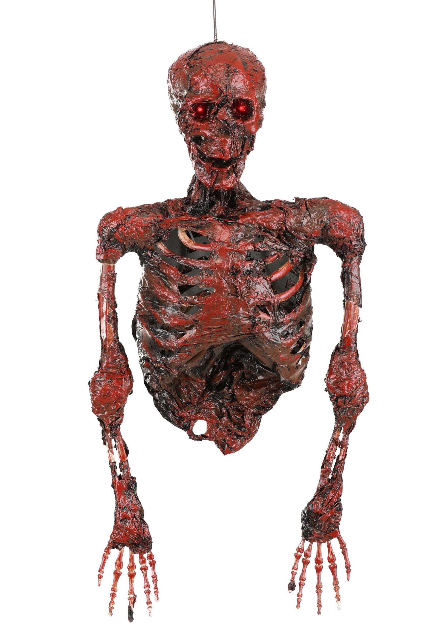 30-Inch Half Skeleton with Light Up Red Eyes Hanging Decoration | Skeleton Decorations