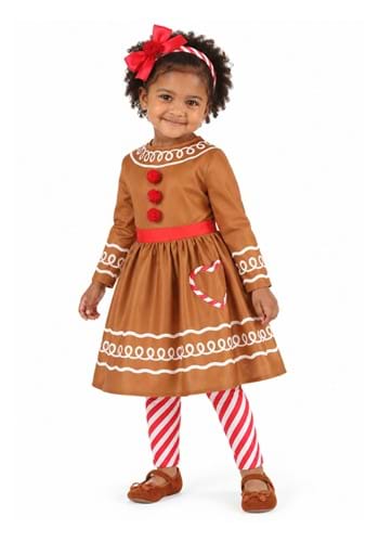 Girls Toddler Gingerbread Costume Dress New Main