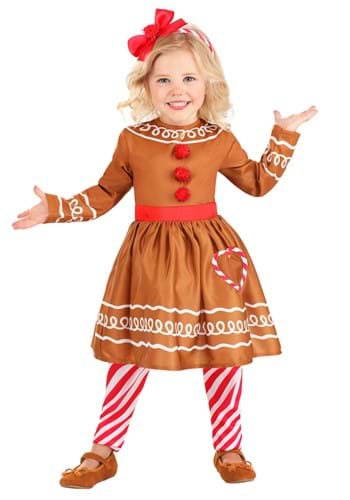 Click Here to buy Toddler Girls Gingerbread Costume Dress from HalloweenCostumes, CDN Funds & Shipping