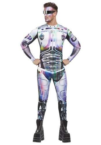 Click Here to buy Metallic Cyber Mens Alien Costume from HalloweenCostumes, CDN Funds & Shipping