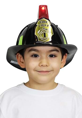 Black Light Up and Sound Kids Fire Chief Helmet