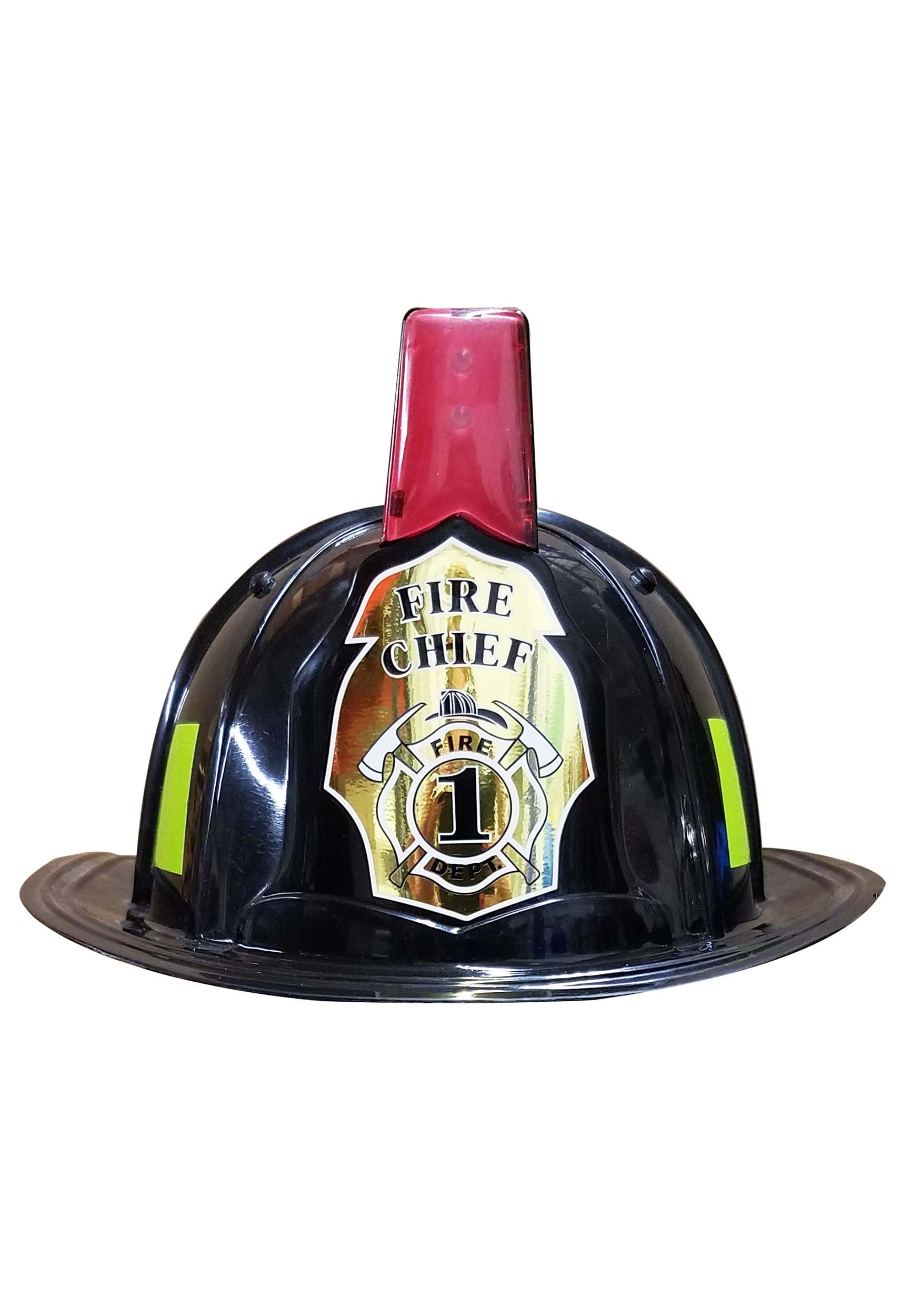 Black Light Up And Sound Kid's Fire Chief Helmet