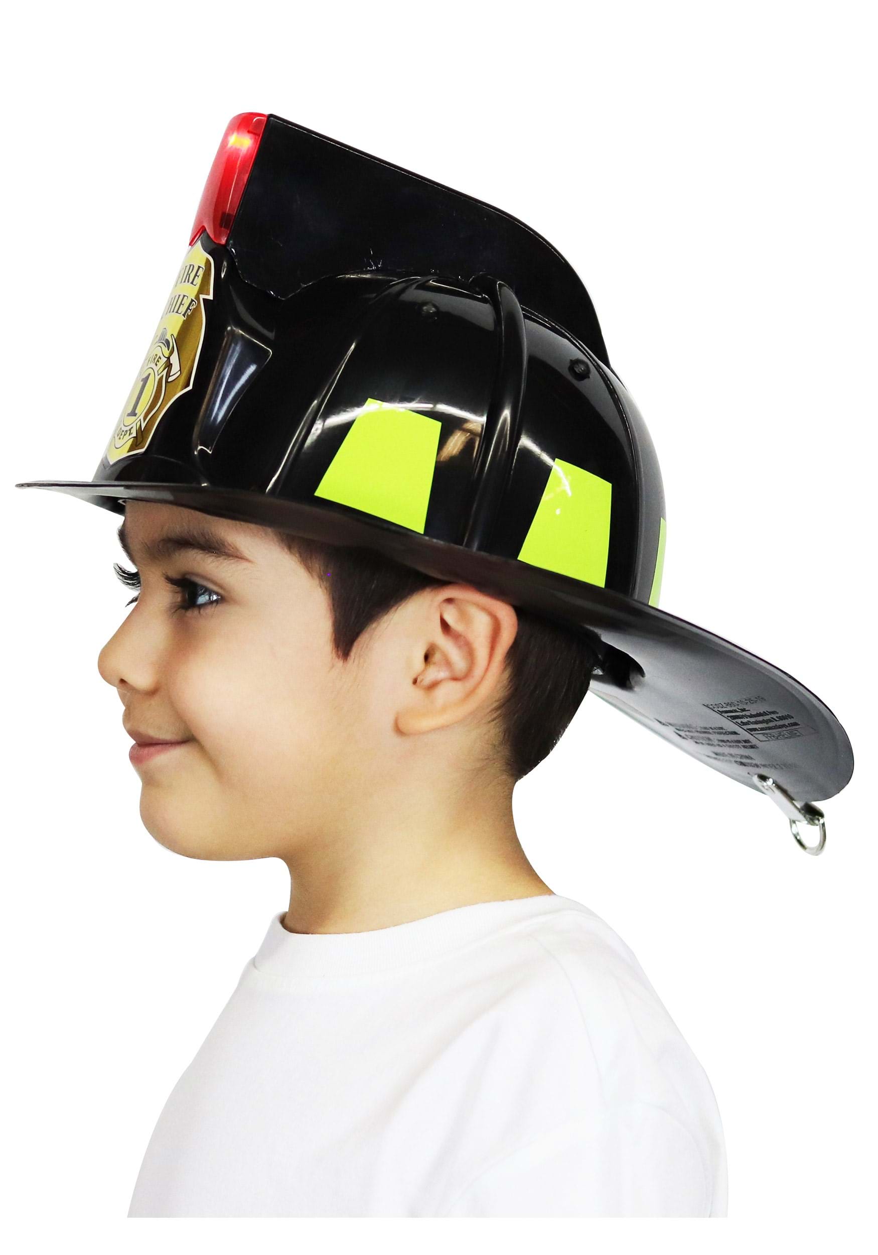 Black Light Up And Sound Kid's Fire Chief Helmet