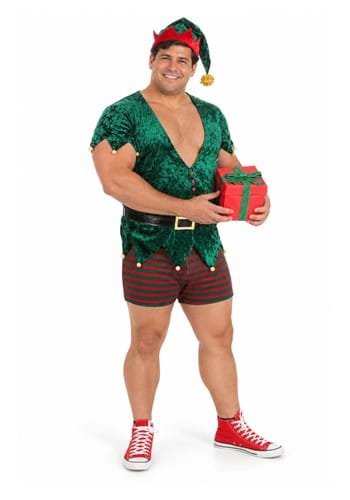 Mens Plus Size Sexy Christmas Elf Costume New Main
