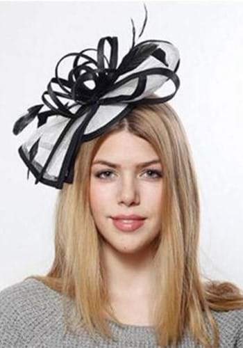 Click Here to buy Sinamay Black and Cream Fascinator Hat For Adults from HalloweenCostumes, CDN Funds & Shipping