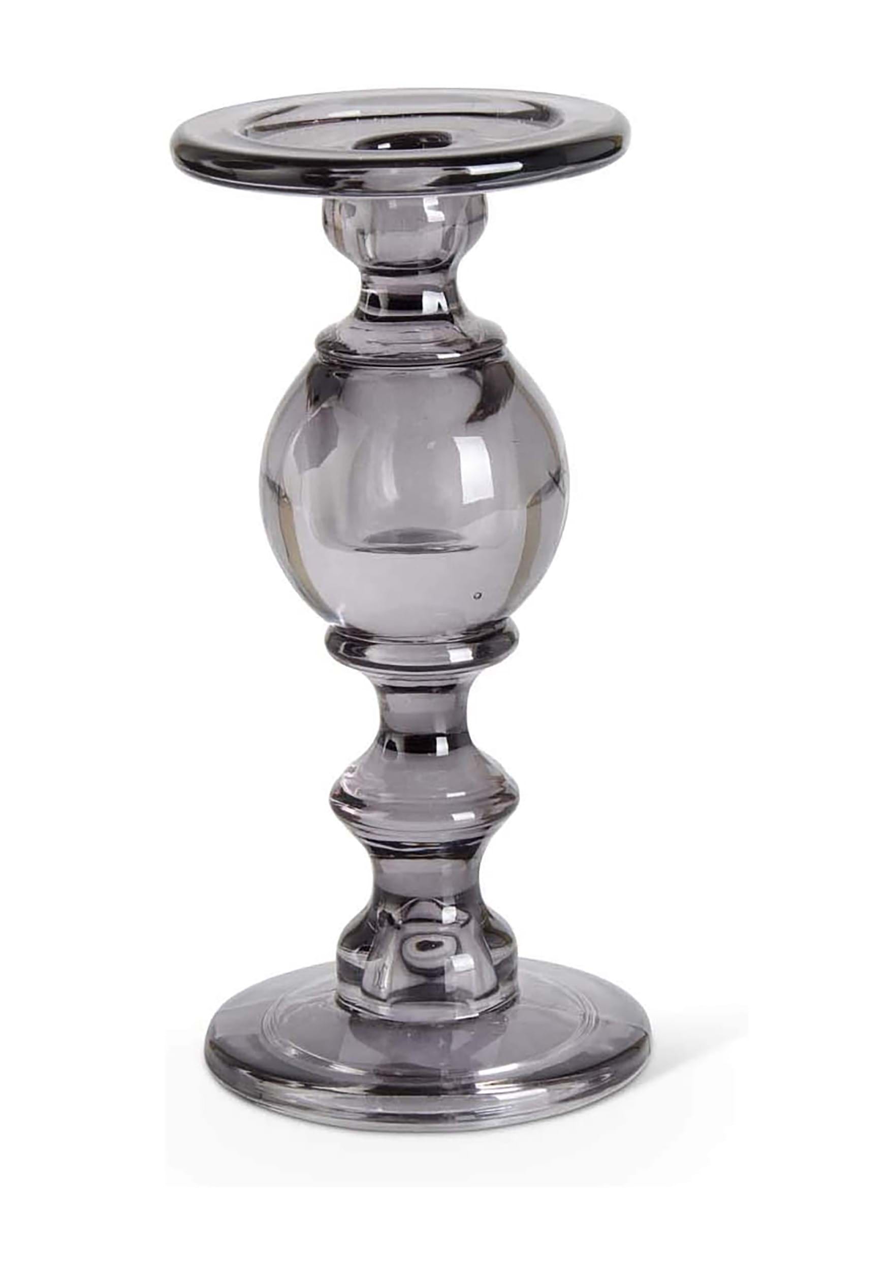 Gray Transparent Set Of Three Glass Candleholders