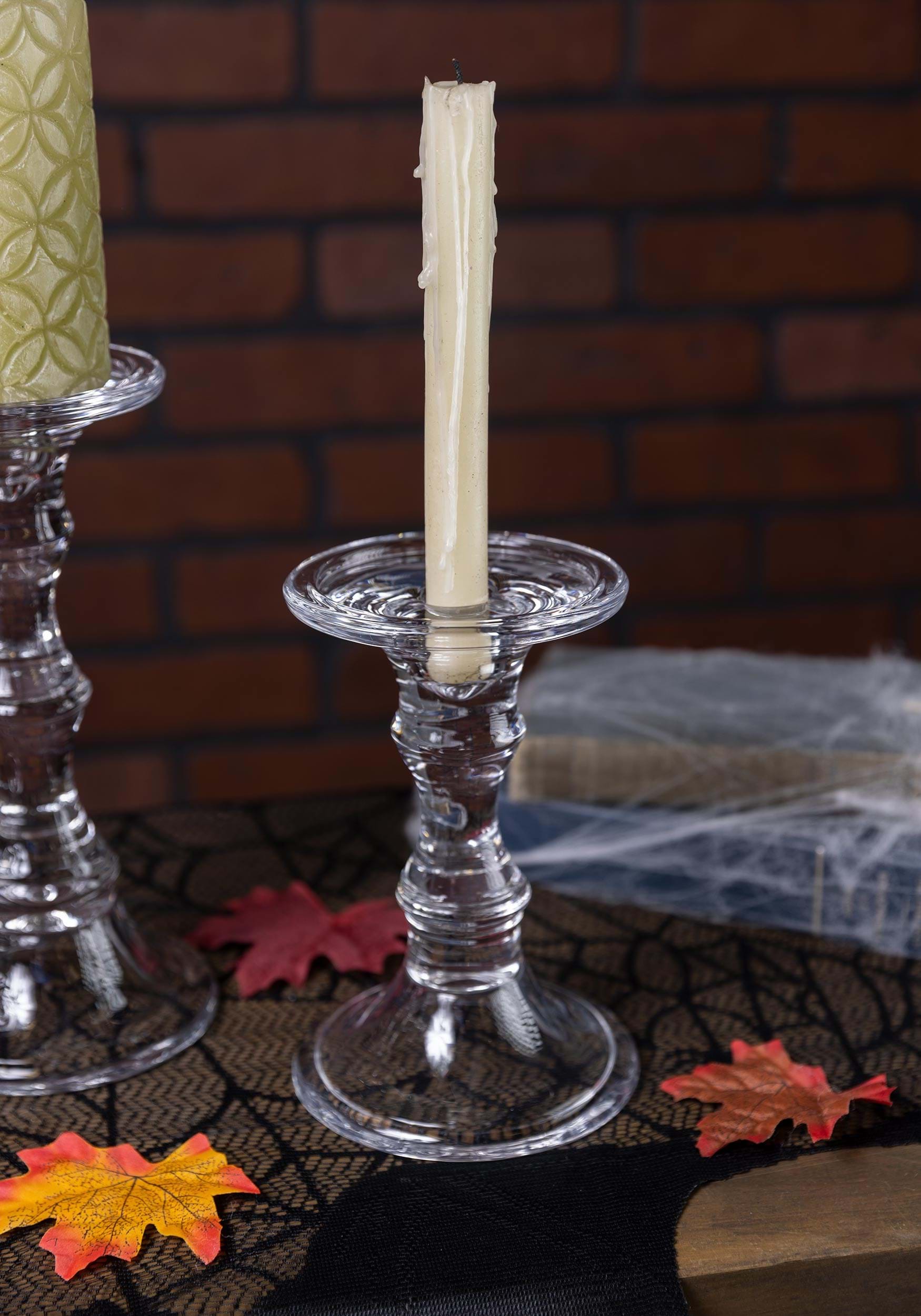 Set Of 3 Short Glass Candleholders