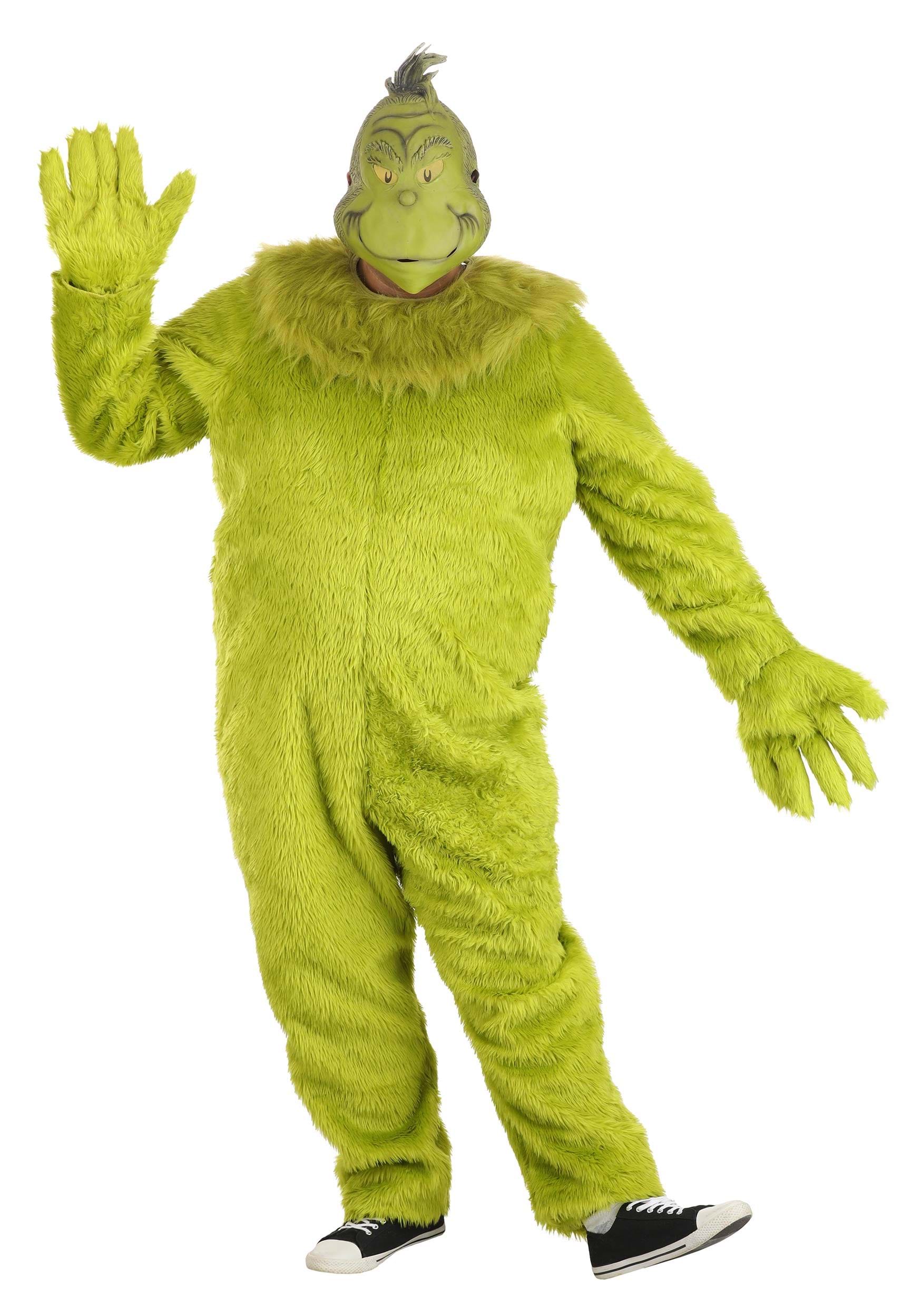 Plus Size Deluxe The Grinch Jumpsuit Costume with Latex Mask | Christmas Costumes