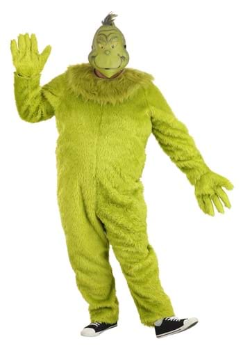 Click Here to buy Deluxe Plus Size The Grinch Jumpsuit with Latex Mask from HalloweenCostumes, CDN Funds & Shipping