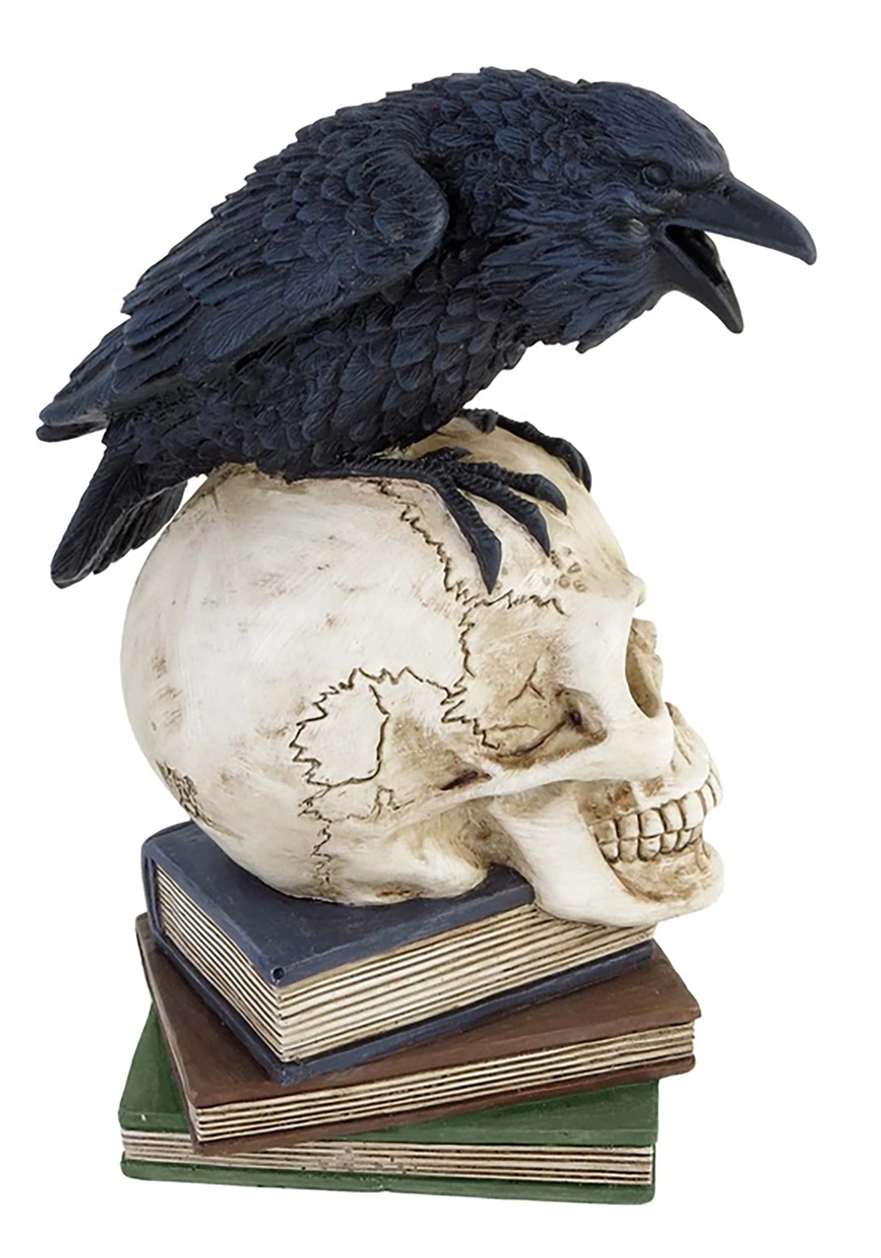 8 Inch Poe's Raven Skull Decoration