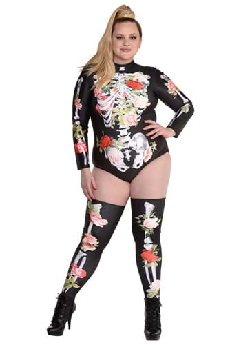 Click Here to buy Plus Size Womens Floral Skeleton Costume from HalloweenCostumes, CDN Funds & Shipping