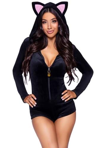 Click Here to buy Plush Black Cat Romper Womens Costume from HalloweenCostumes, CDN Funds & Shipping