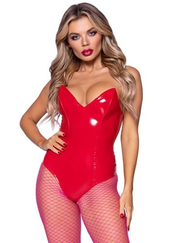 Click Here to buy Red Vinyl Boned Bodysuit Womens Costume from HalloweenCostumes, CDN Funds & Shipping