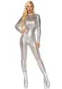 Silver Laser Cut Metallic Catsuit Costume Alt 4