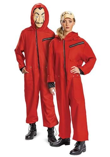 Click Here to buy Money Heist Adult Jumpsuit and Mask Costume from HalloweenCostumes, CDN Funds & Shipping