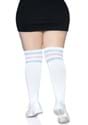 Womens Plus White Athletic Socks with Pink and Blue Alt 1
