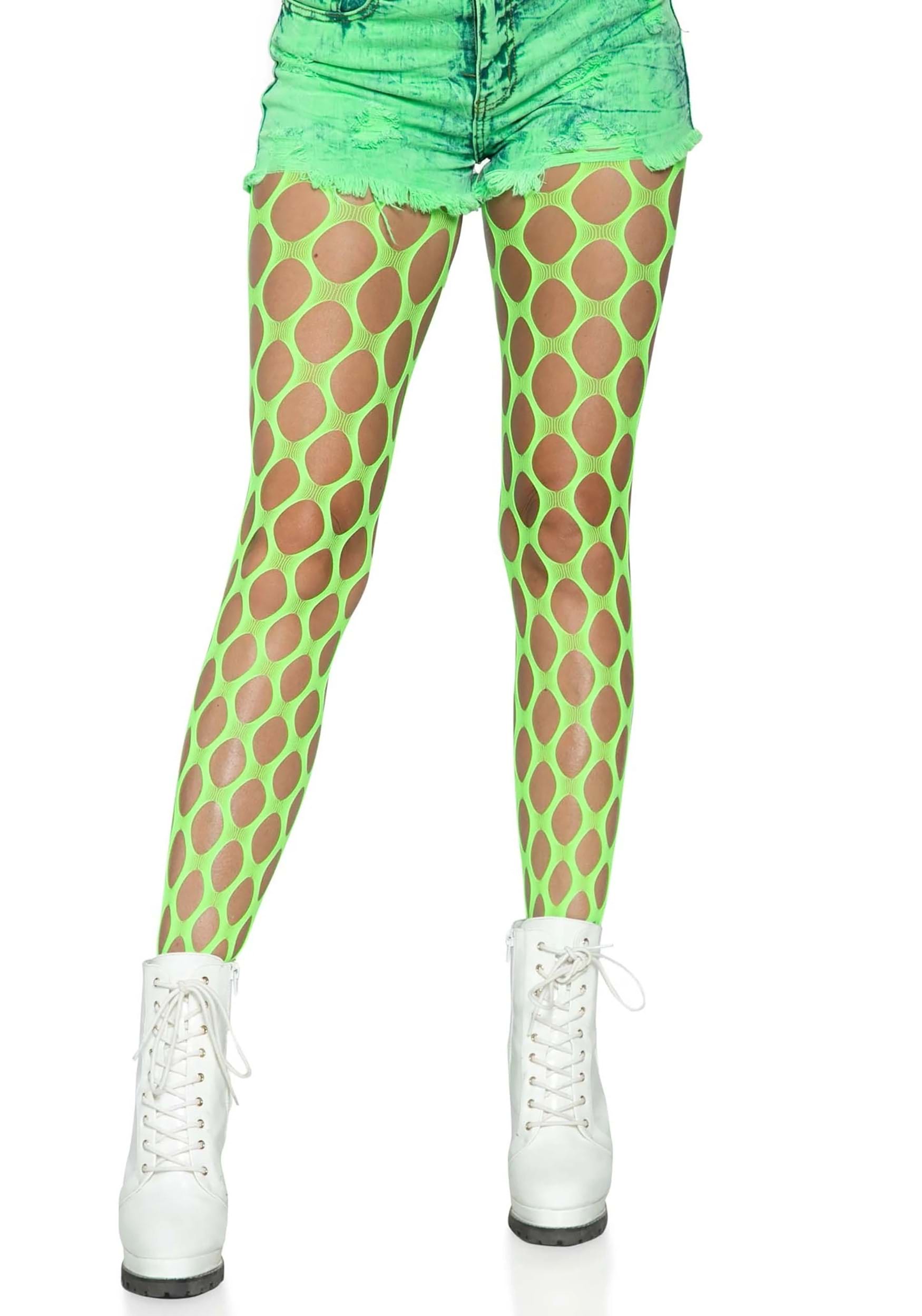Neon Green Tights Pantyhose 80s Retro Costume Accessory Women's Hosiery One  Size - www.