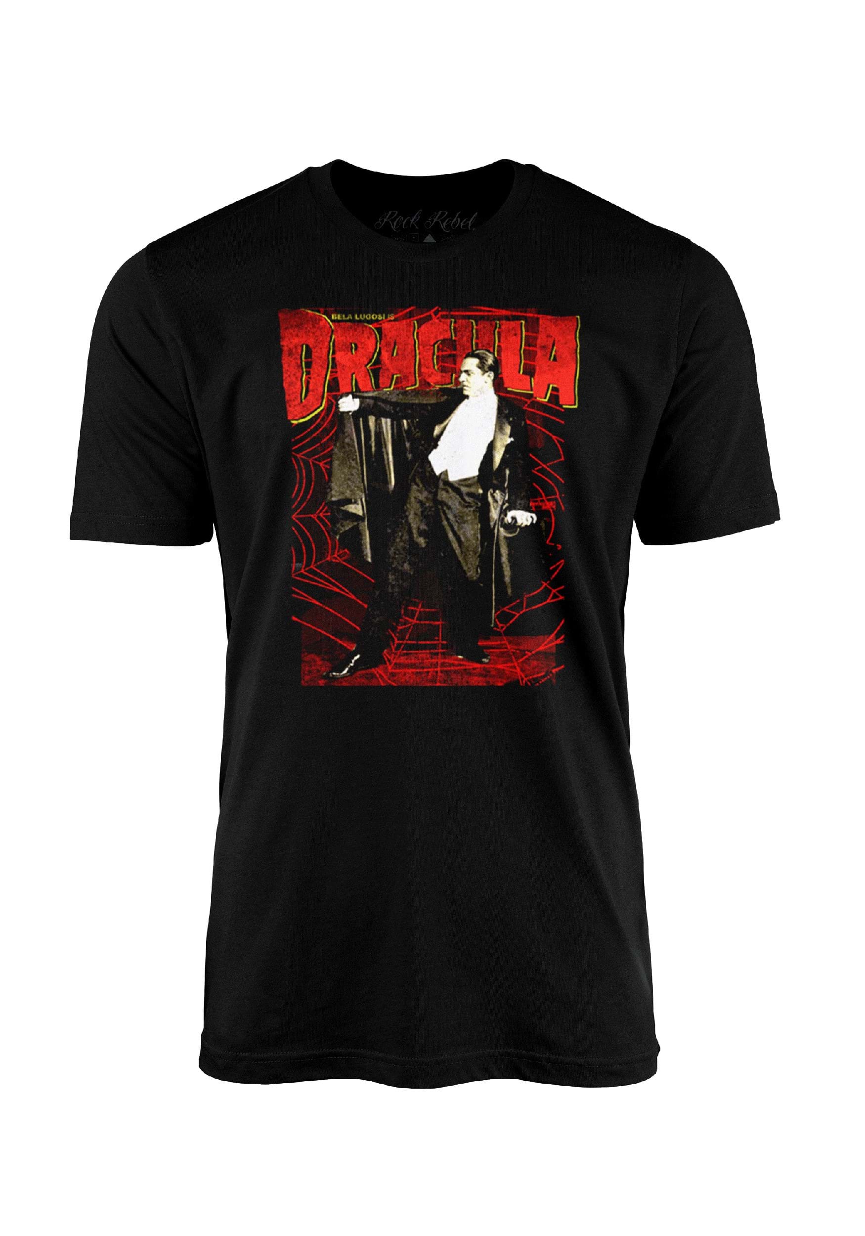 Dracula Webs Graphic T-Shirt , Adult Halloween Apparel