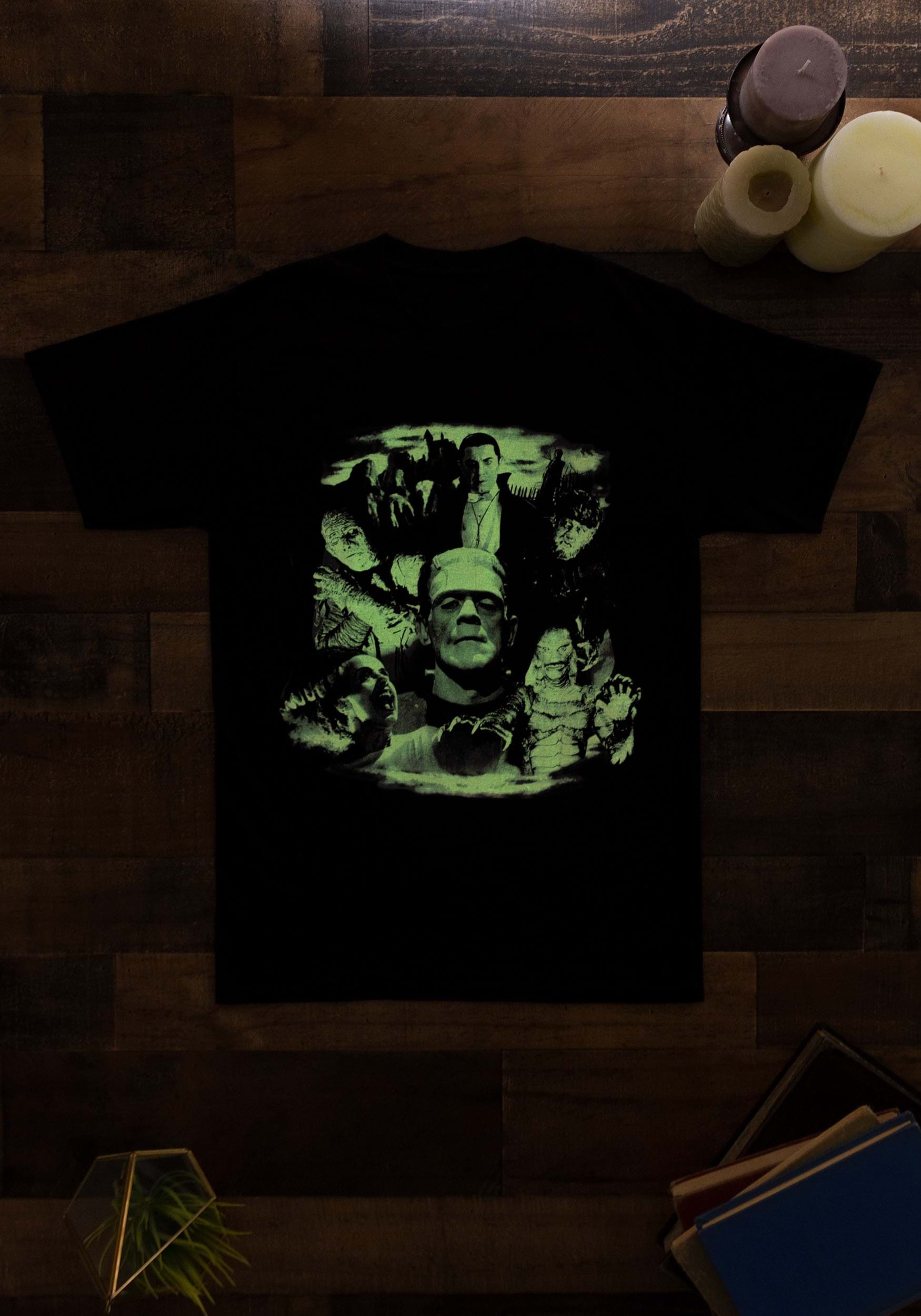Monster Collage Glow In The Dark Graphic T-Shirt , Halloween Shirts