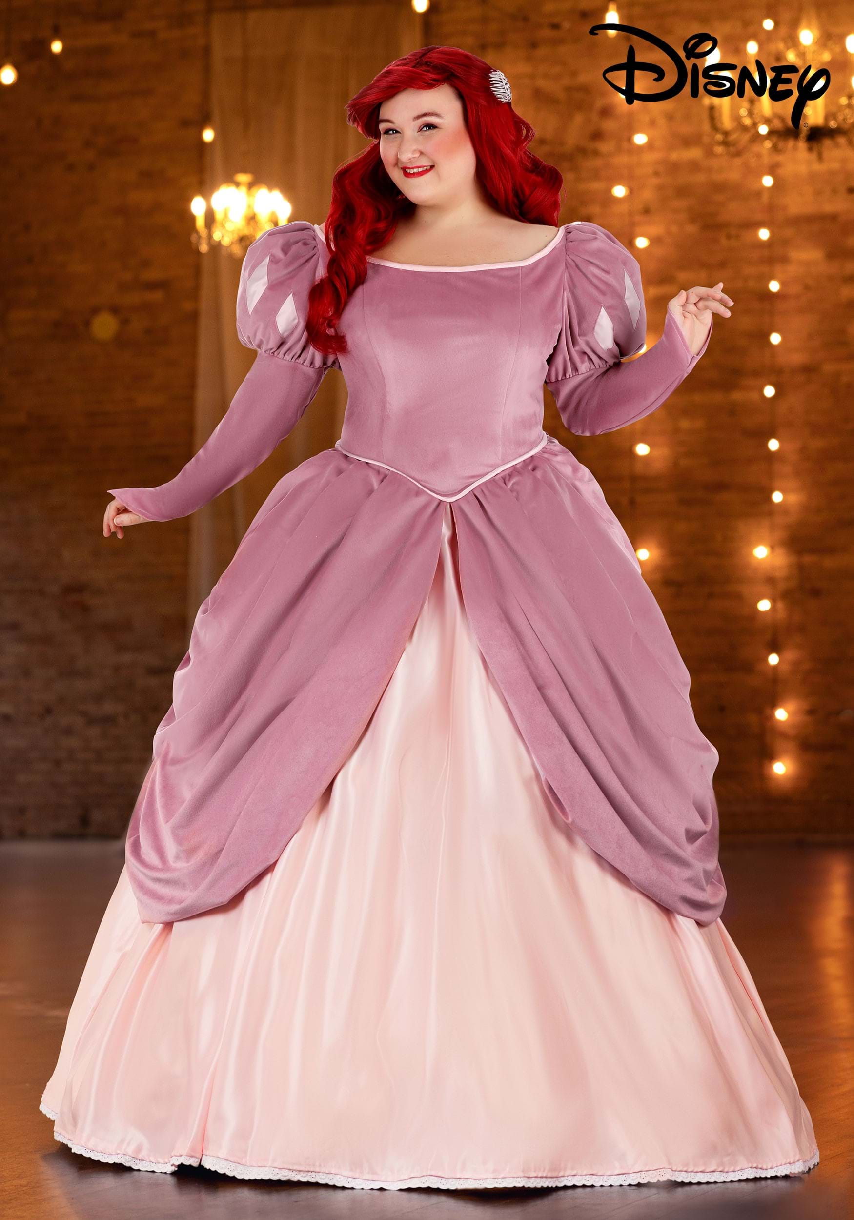 Women's Plus Size Disney Pink Dress Ariel Costume Dress