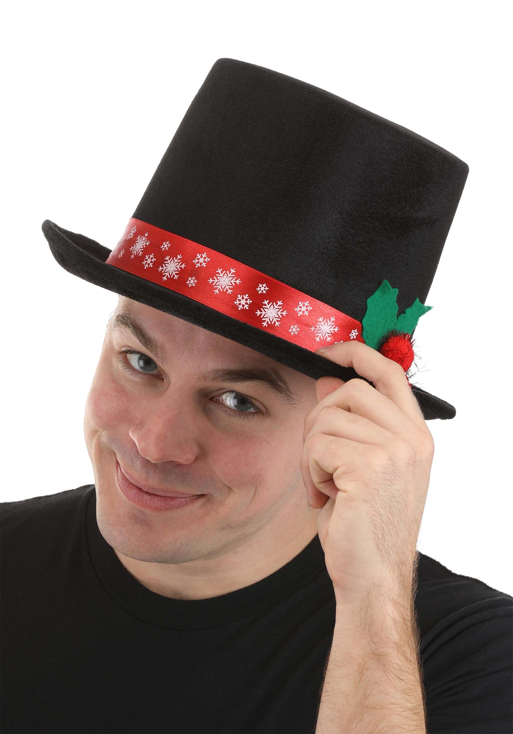 Snowman Top Hat | Adult | Unisex | Black/Red/White | One-Size | FUN Costumes